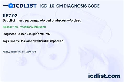 diverticulitis icd 10|K57.92 ICD 10 Code